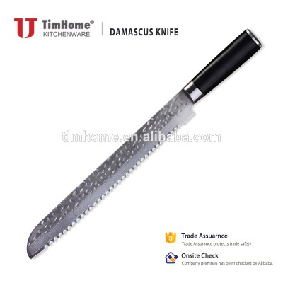 New arrival 10 inch damascus stainless steel kitchen bread&cake knife with G10 handle